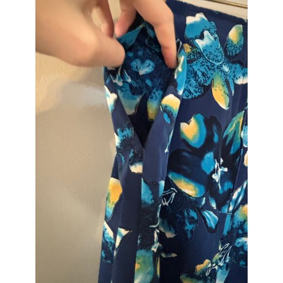 Vintage Dark Blue Norton McNaughton Petite Lily Midi Skirt with Pockets - Picture 3 of 6